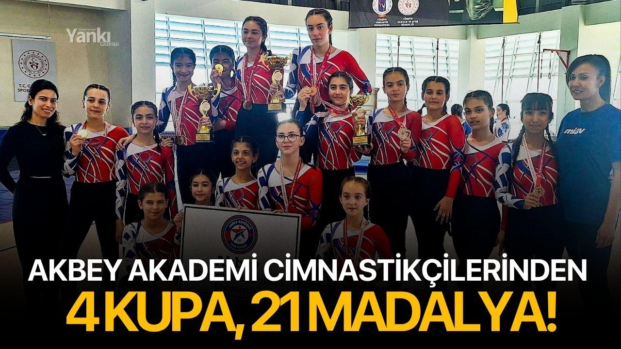 Akbey Akademi cimnastikçilerinden 4 kupa, 21 madalya!