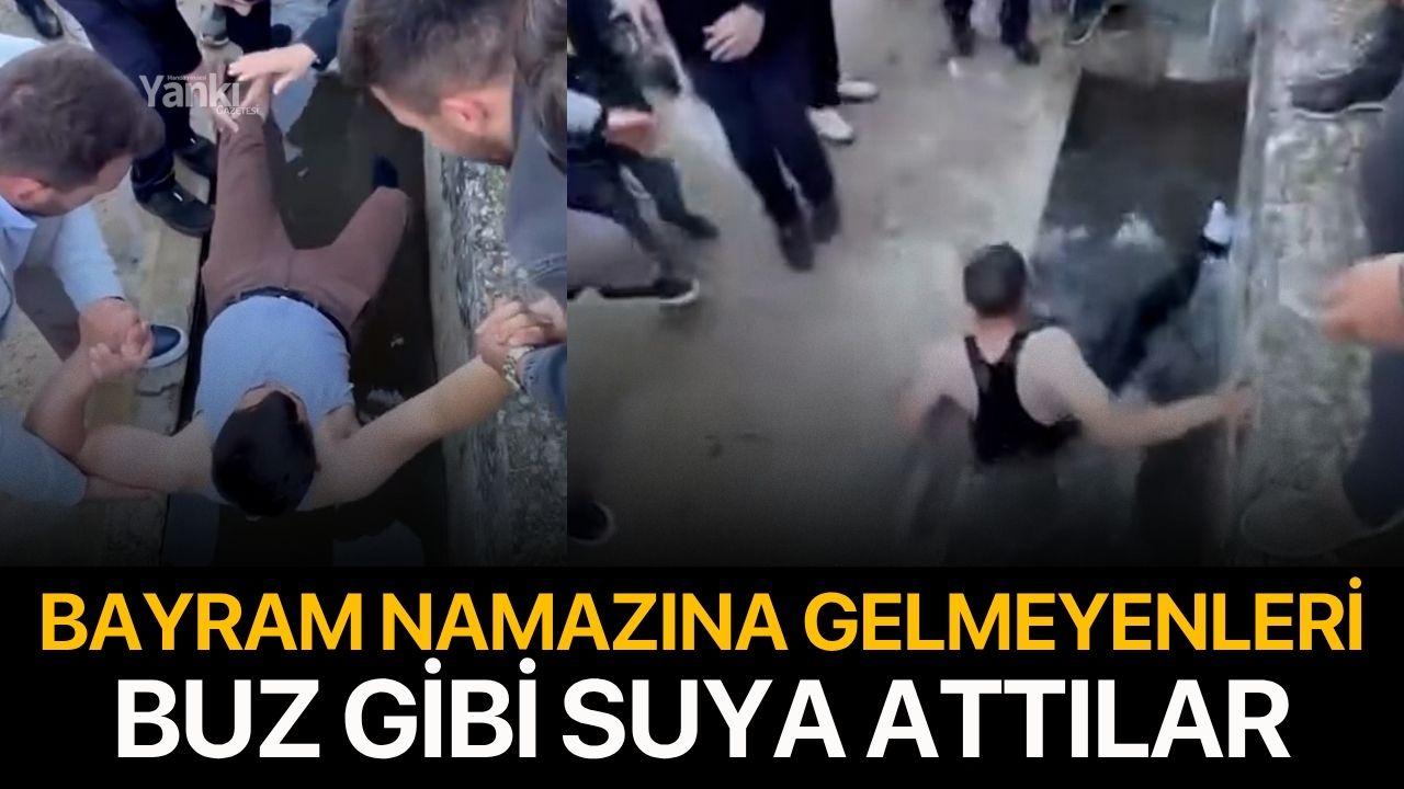 Bayram namazına gelmeyenleri buz gibi suya attılar