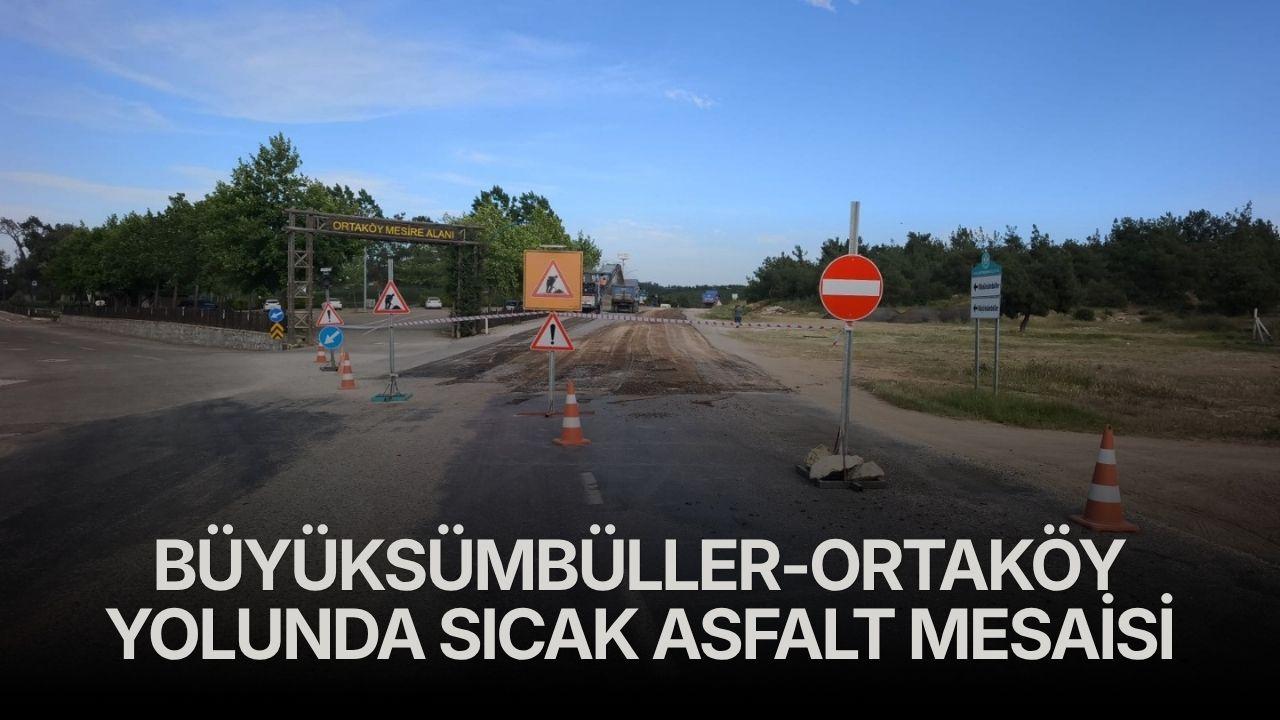 Büyüksümbüller-Ortaköy yolunda sıcak asfalt mesaisi
