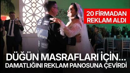 Düğün masrafları için damatlığını reklam panosuna çevirdi