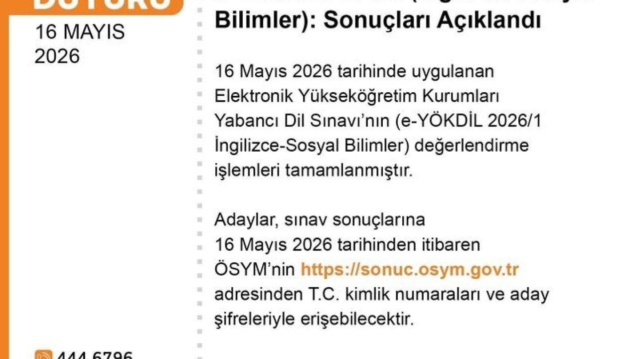 e-YÖKDİL 2026/1 sonuçları açıklandı