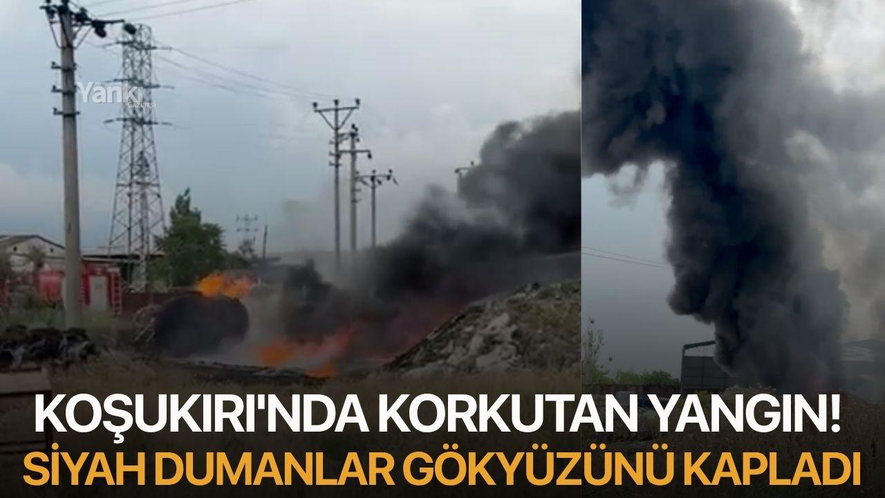 Koşukırı'nda korkutan yangın! Siyah dumanlar gökyüzünü kapladı
