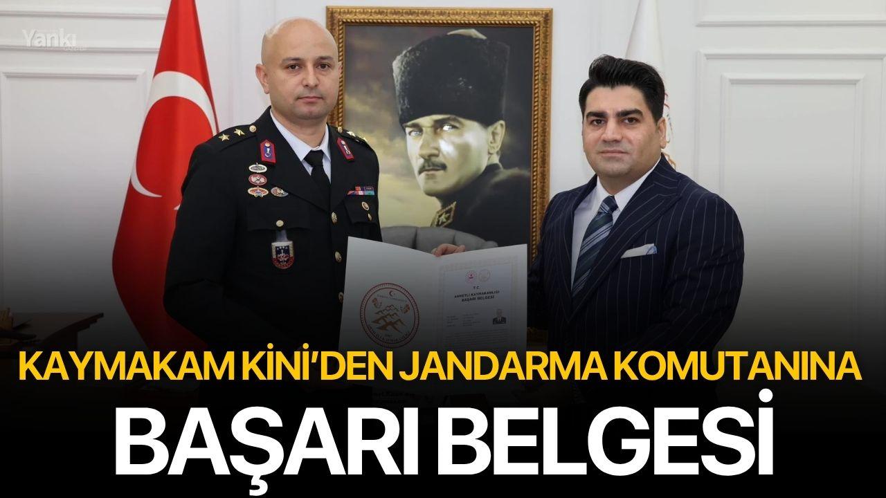 Kaymakam Kini’den Jandarma Komutanına Başarı Belgesi