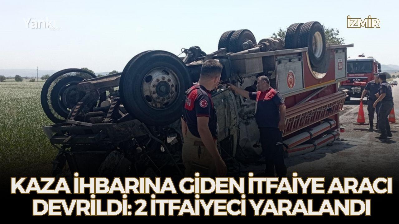 Kaza ihbarına giden itfaiye aracı devrildi: 2 itfaiyeci yaralandı