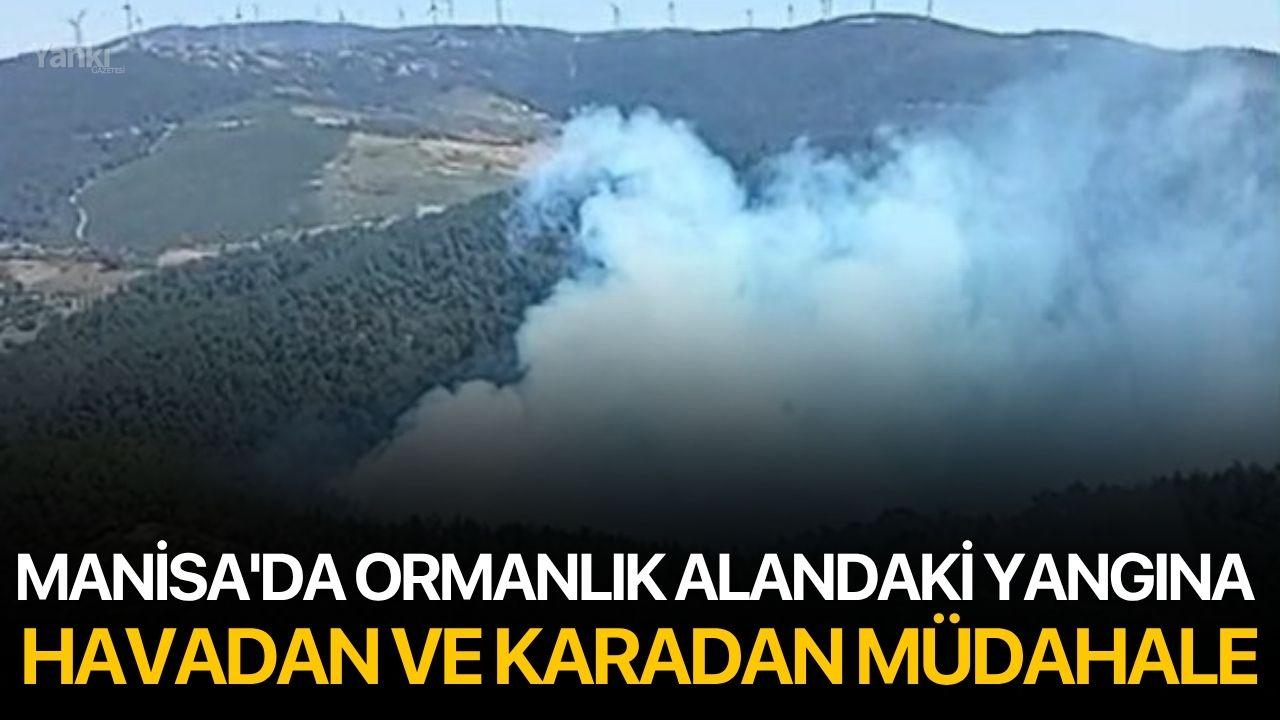 Manisa'da ormanlık alandaki yangına havadan ve karadan müdahale