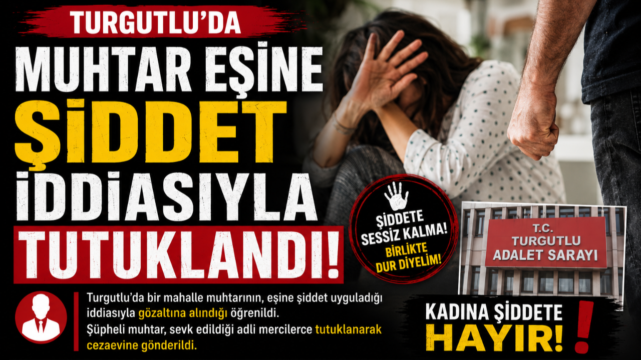 Turgutlu'da Muhtar Eşine Şiddet İddiasıyla Tutuklandı!